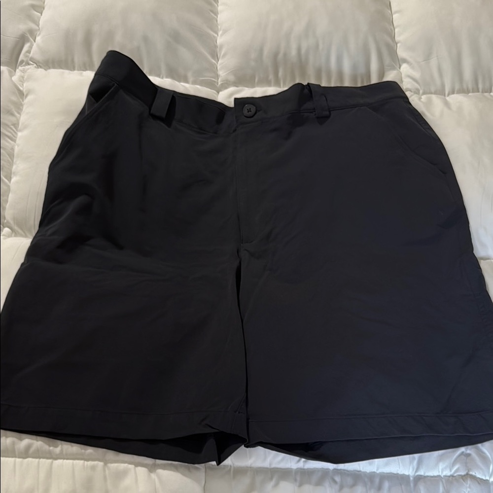 Under Armour Black Flat Front Performance Shorts - 9”